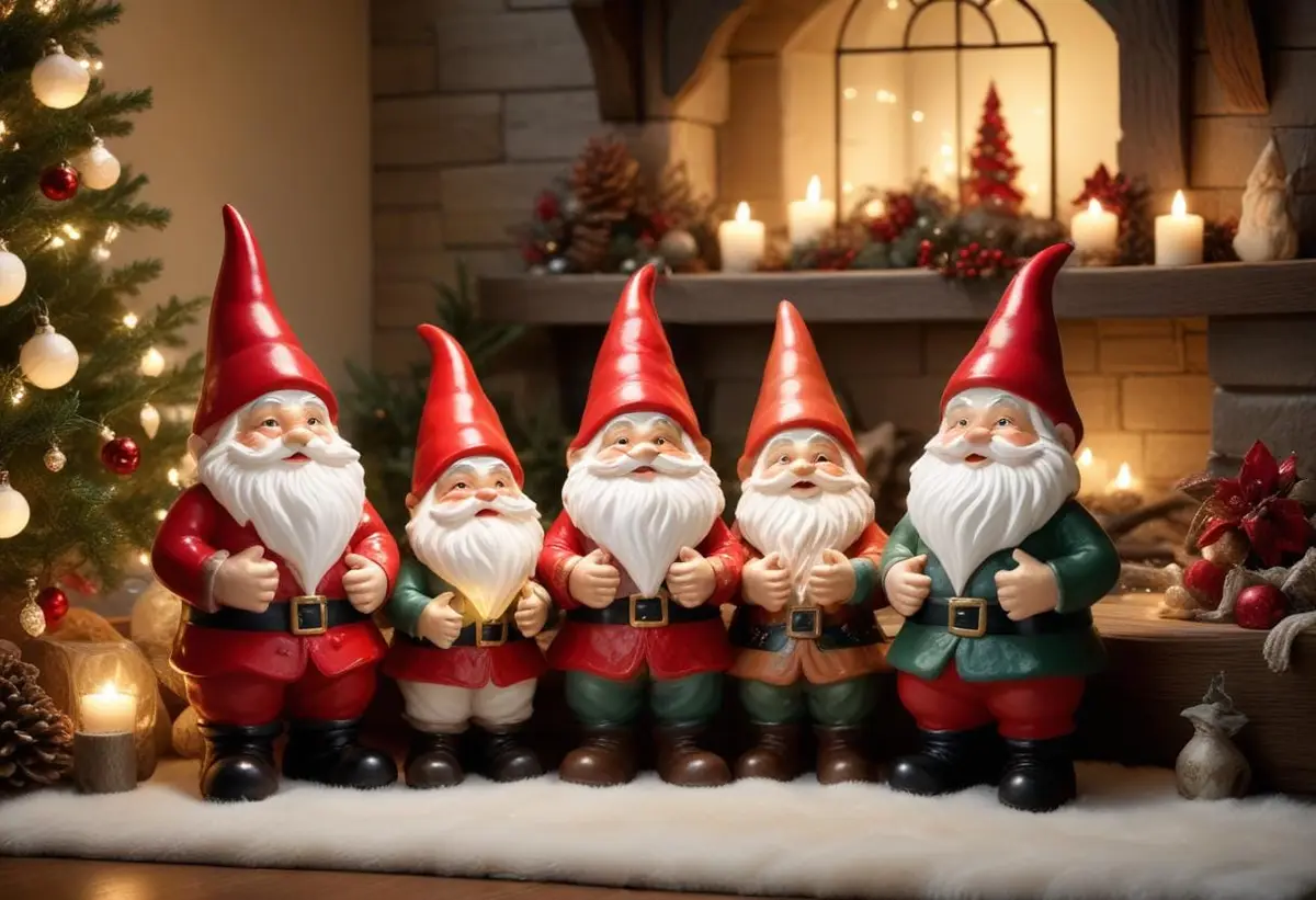 Fira jul med en glad tomte i hemmet! illustration
