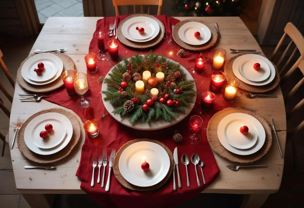 Middagstallrikar som gör din julfest magisk illustration