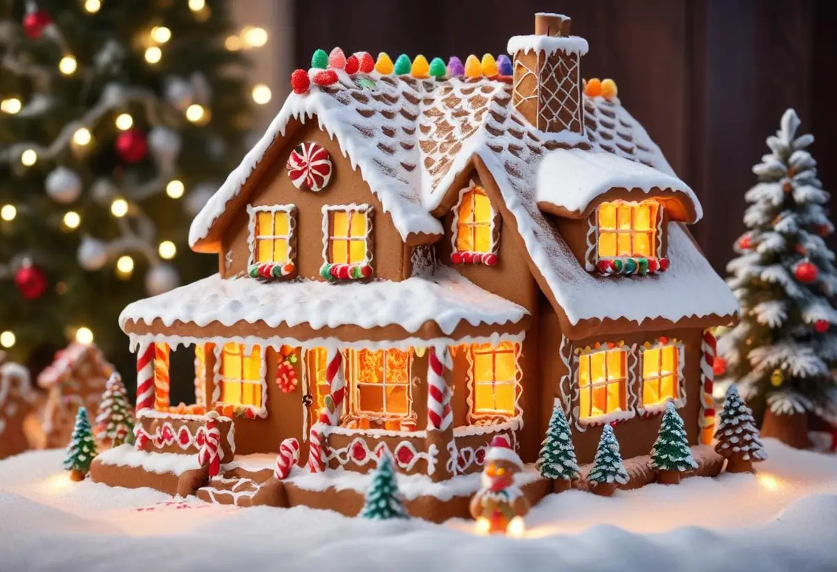 Köp pepparkakshusdekorationer till din julpyssel! illustration